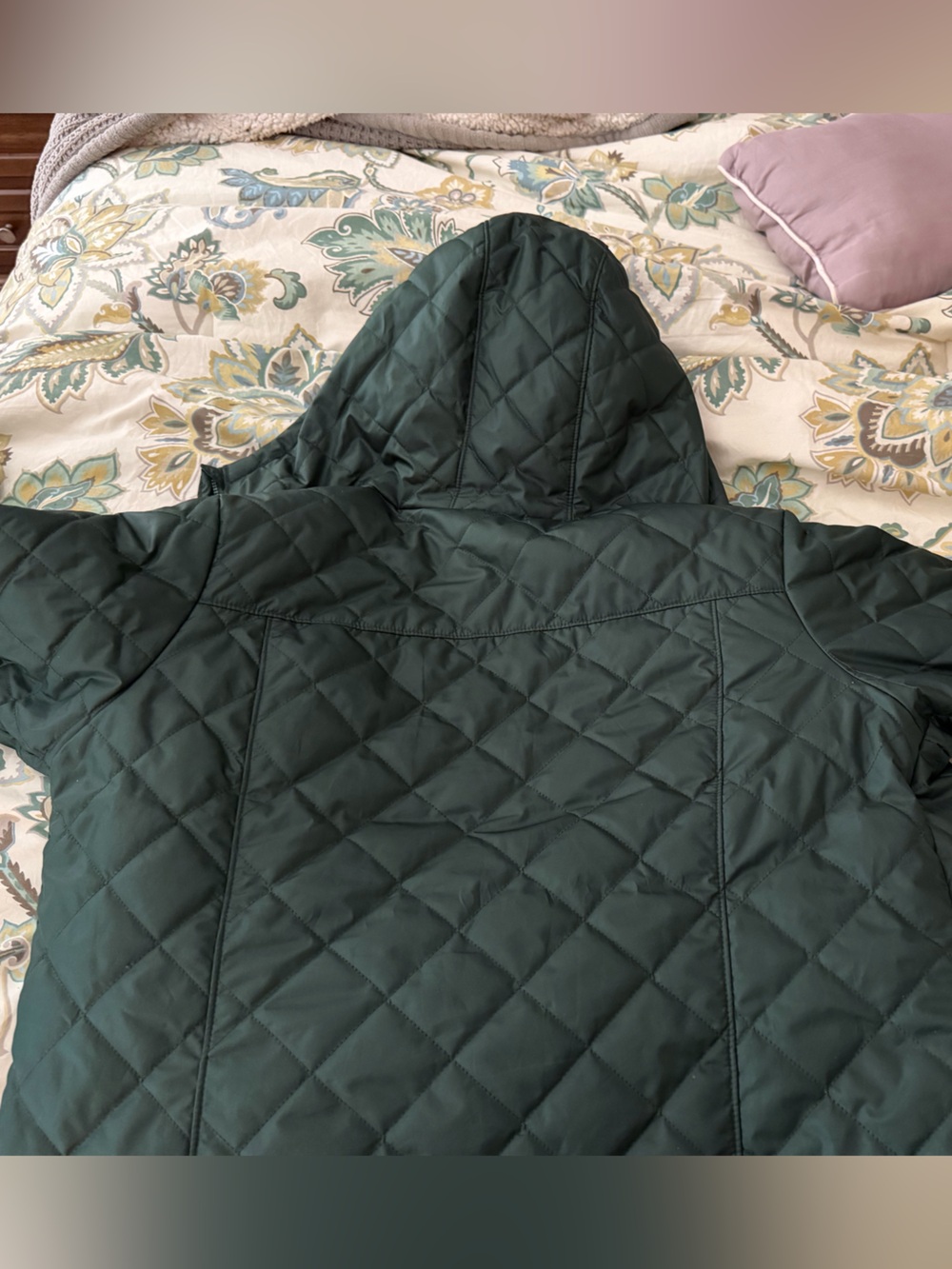 Columbia Quilted Hooded Puffer Jacket in Forest Green